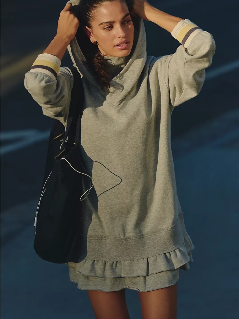 Anthropologie Daily Practice Medium Long Sleeve Ruffled Mini Dress Athleisure